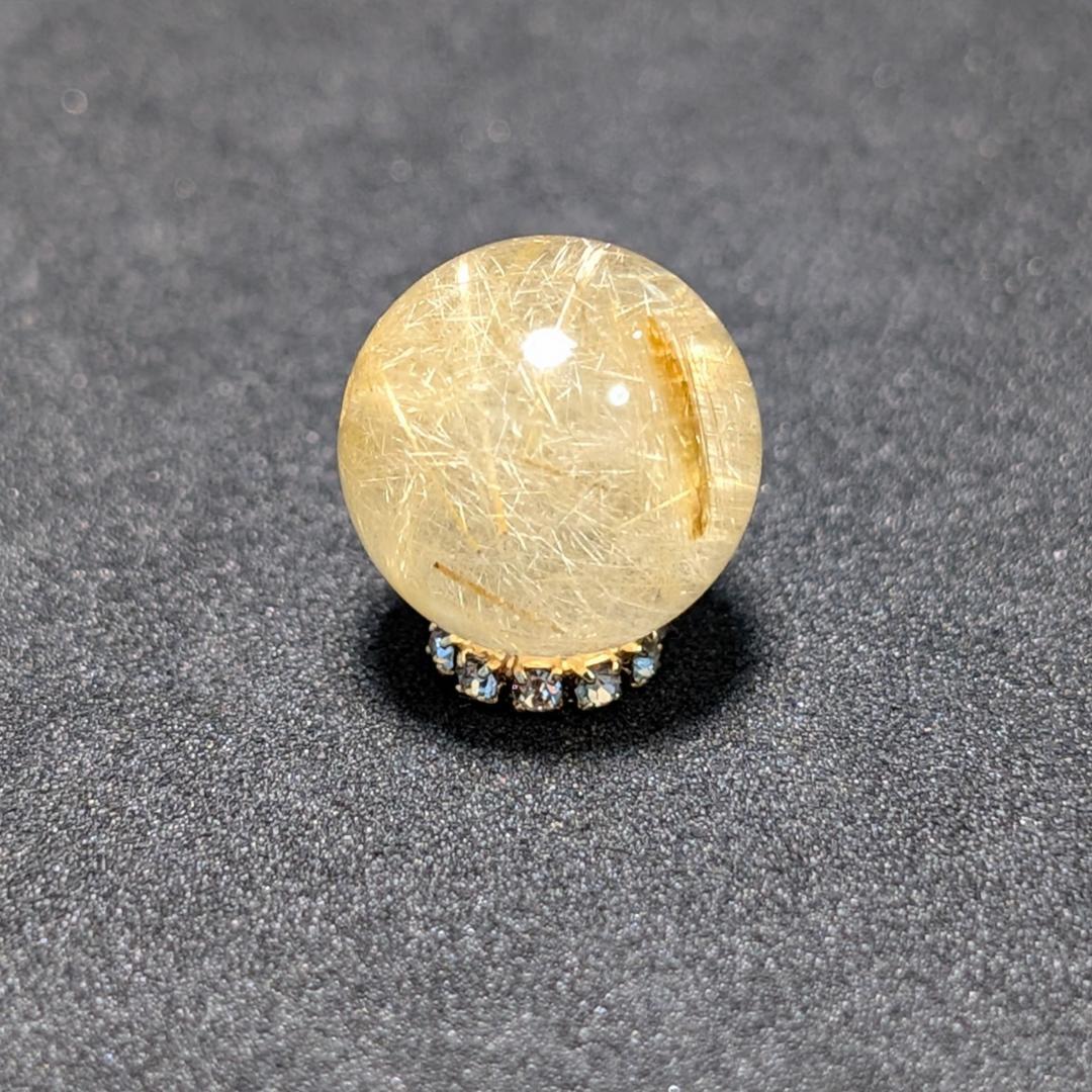 一点物 虹の光が神秘 タイチンルチル 13ミリ 極太金針水晶 粒売り 貫通穴あり