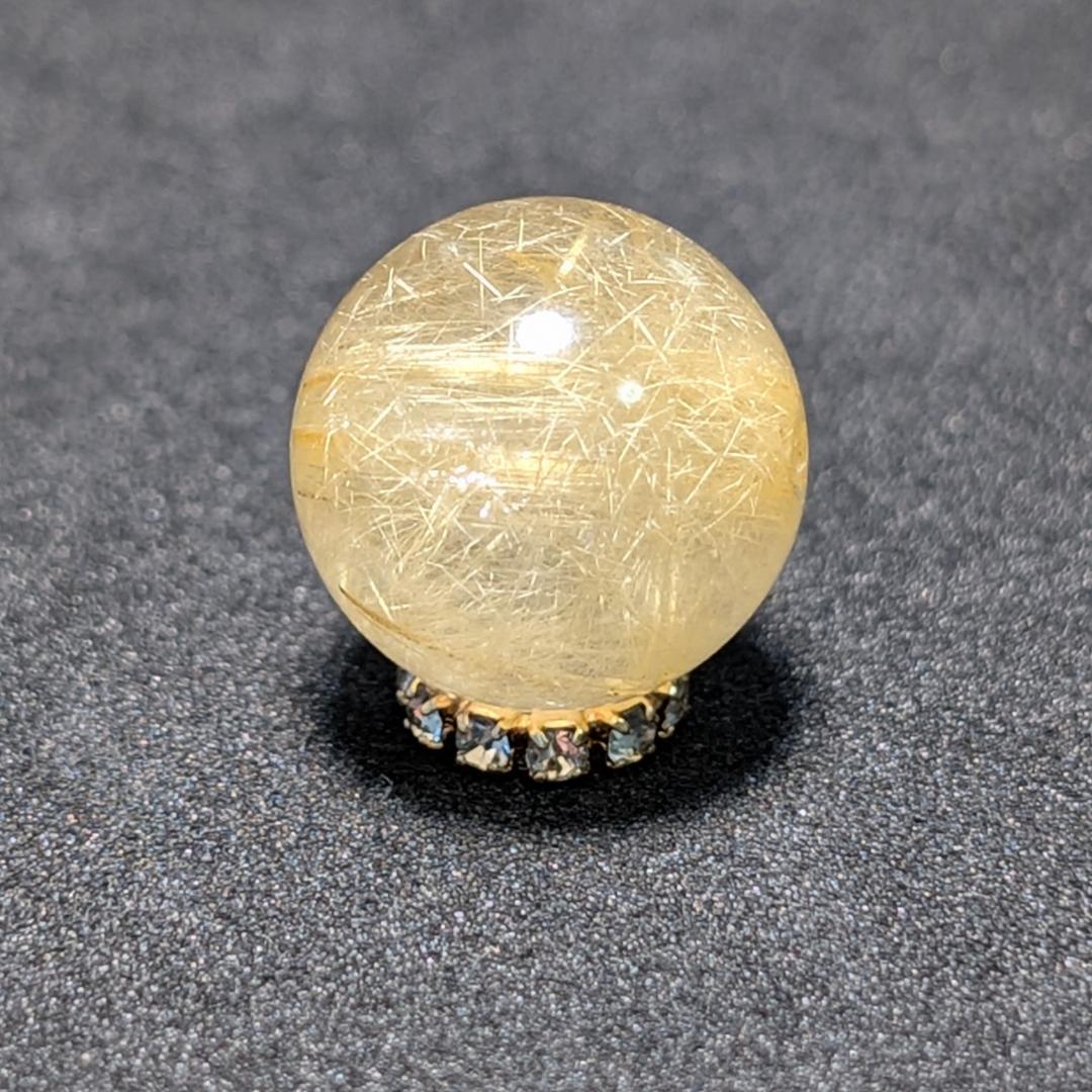 一点物 虹の光が神秘 タイチンルチル 13ミリ 極太金針水晶 粒売り 貫通穴あり