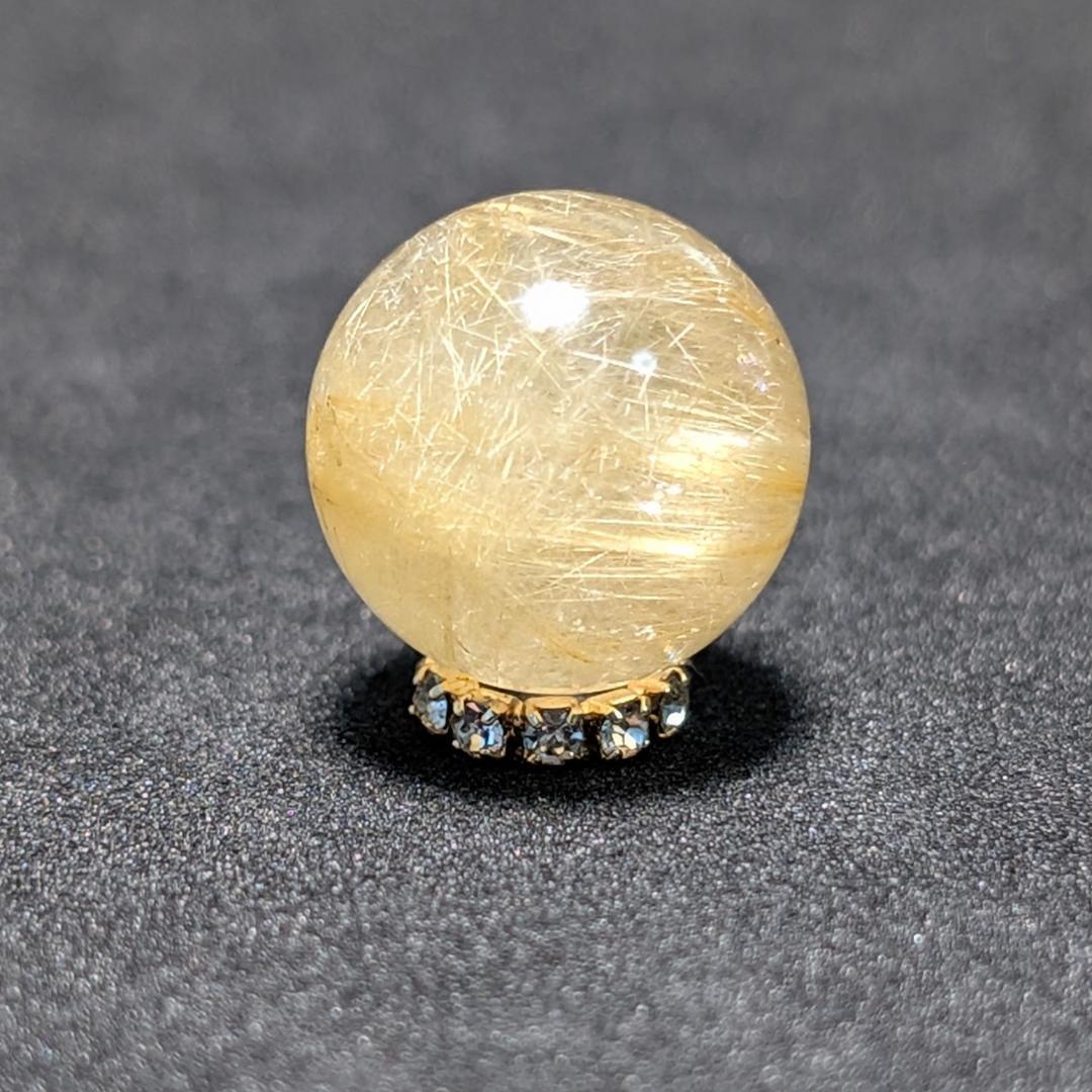 一点物 虹の光が神秘 タイチンルチル 13ミリ 極太金針水晶 粒売り 貫通穴あり