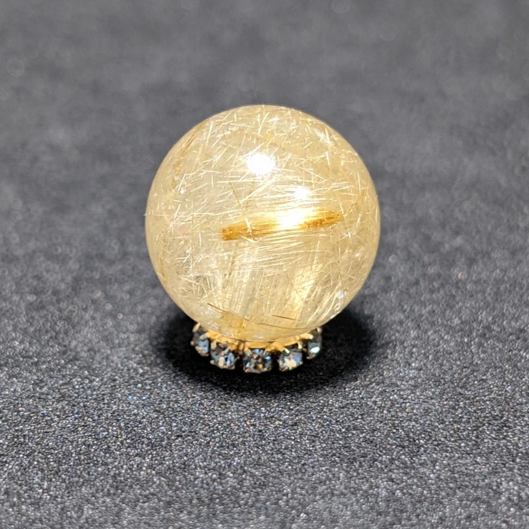 一点物 虹の光が神秘 タイチンルチル 13ミリ 極太金針水晶 粒売り 貫通穴あり