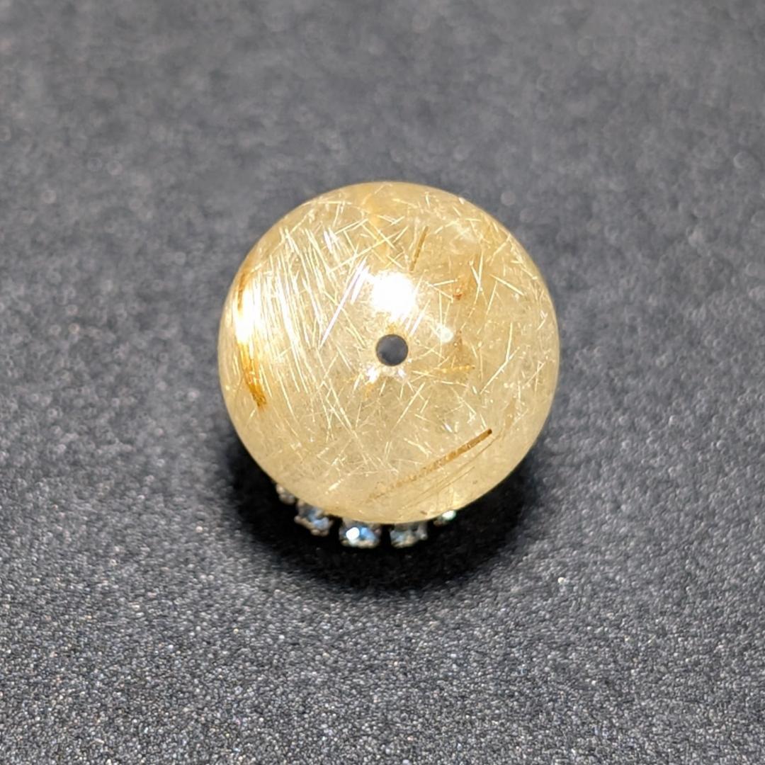 一点物 虹の光が神秘 タイチンルチル 13ミリ 極太金針水晶 粒売り 貫通穴あり