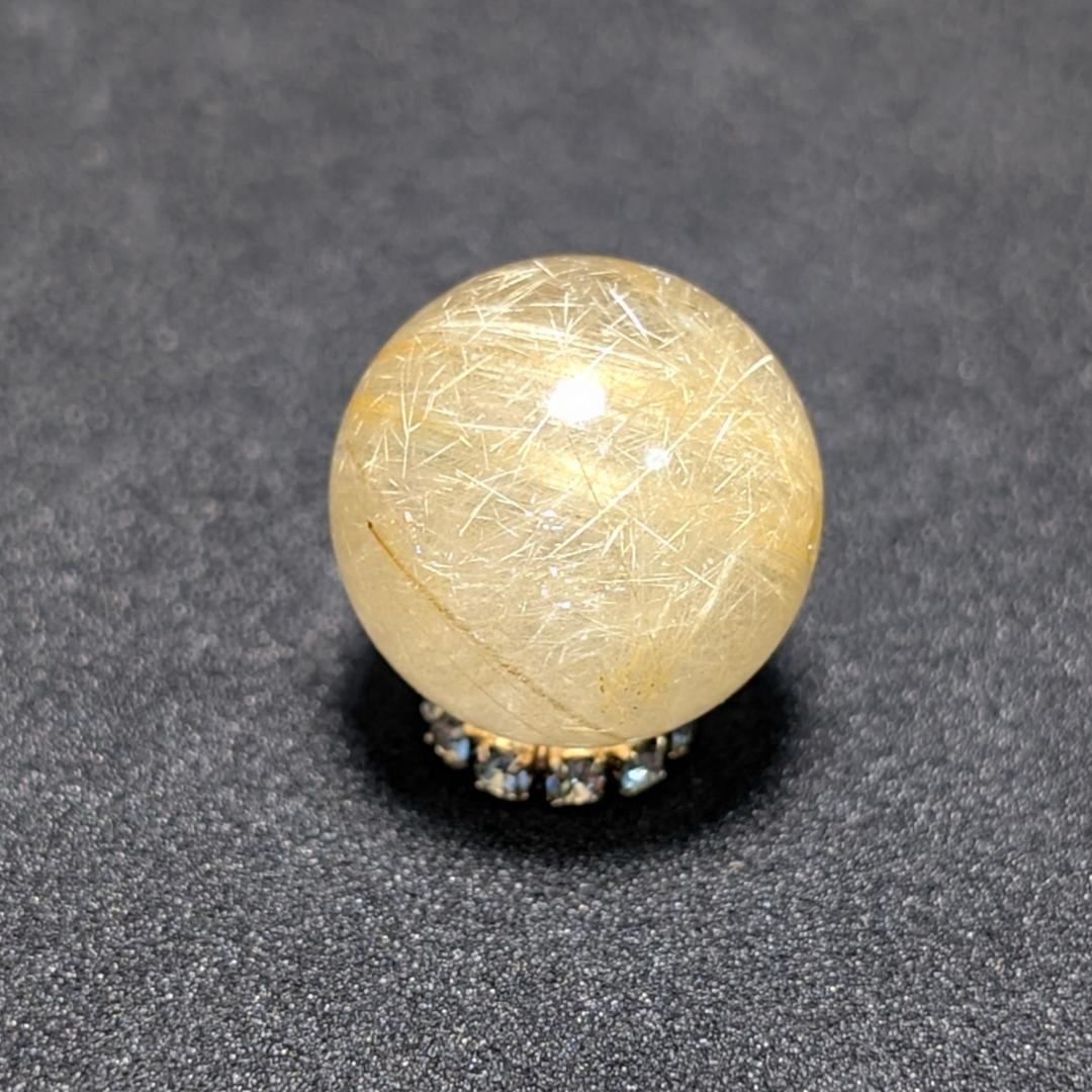 一点物 虹の光が神秘 タイチンルチル 13ミリ 極太金針水晶 粒売り 貫通穴あり