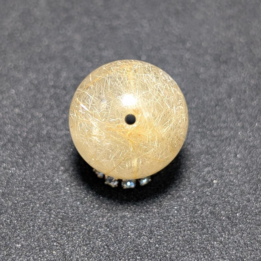 一点物 虹の光が神秘 タイチンルチル 13ミリ 極太金針水晶 粒売り 貫通穴あり