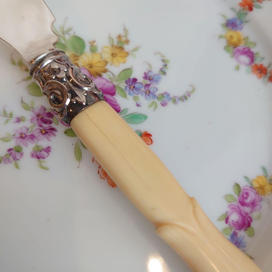 純銀　バターナイフ　アイボリンハンドル　イギリス　アンティーク