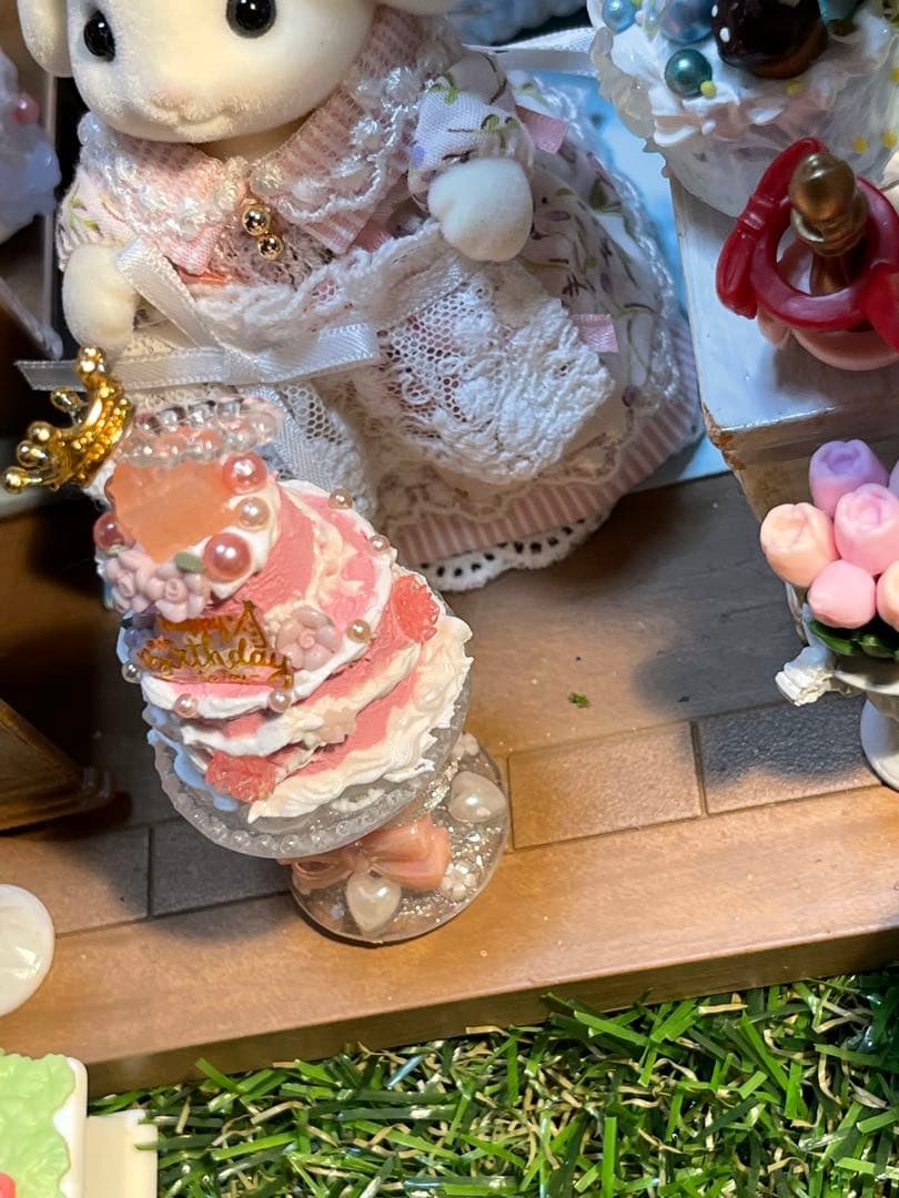 バースデーケーキコットンキャンディローズフラワーホールケーキケーキスタンド付き