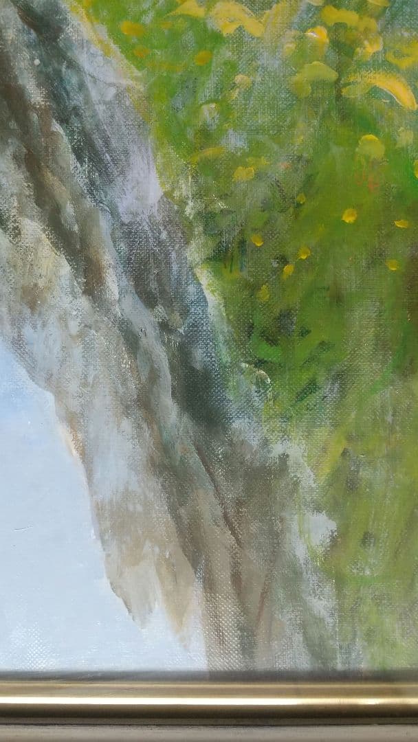 【名作】額縁付き F10号 油絵 白馬 大雪渓