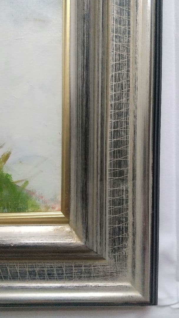 【名作】額縁付き F10号 油絵 白馬 大雪渓