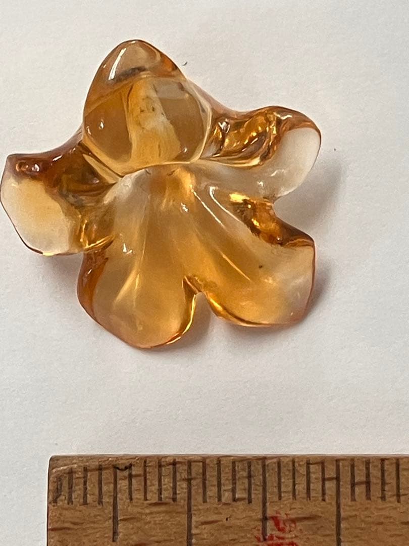 天然シトリン 花形　ルース　18.813ct 約2.5cm 日宝簡易鑑別