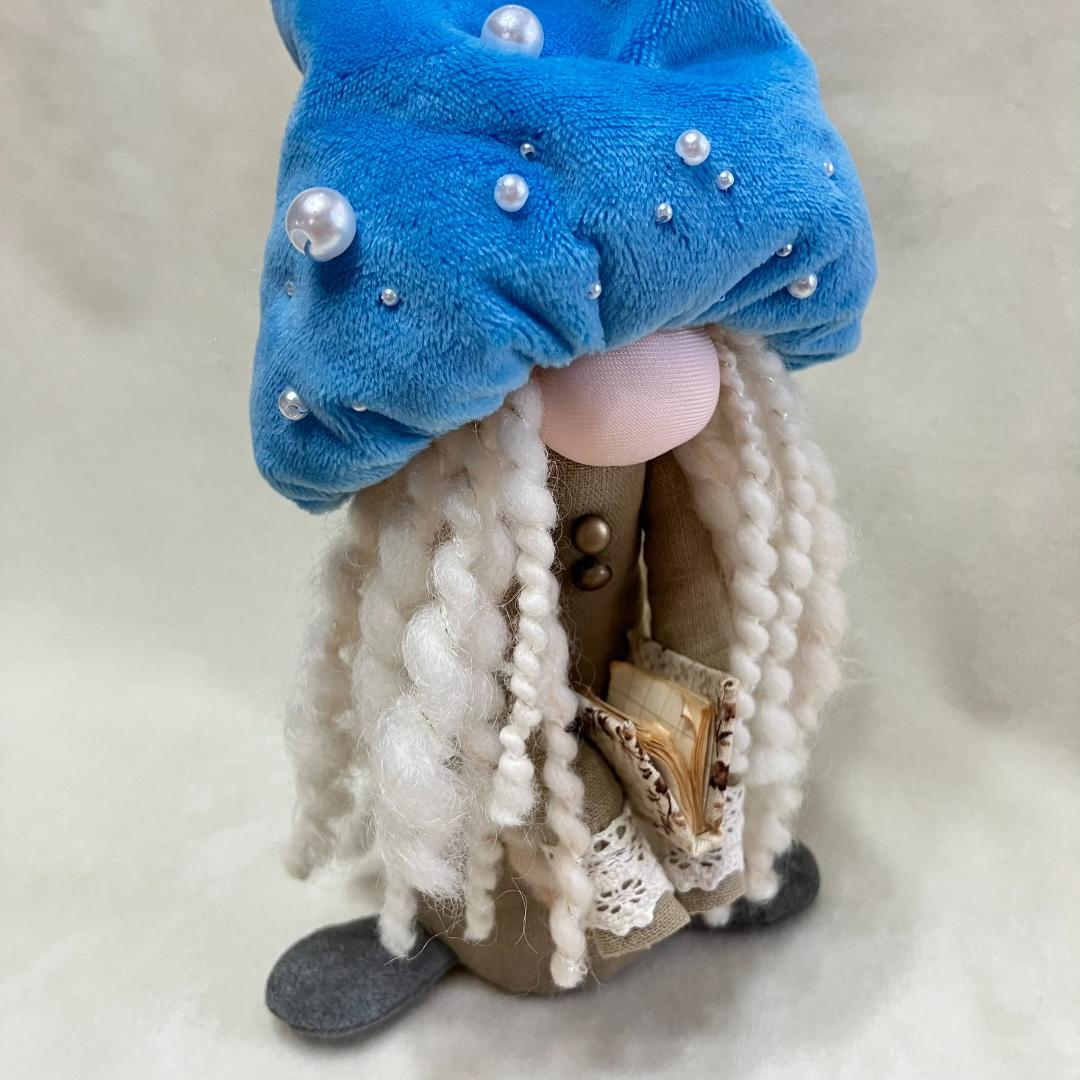 【感謝価格】カプチーノ色の髪の妖精：コーヒー染め豆本を抱くノーム/一点物