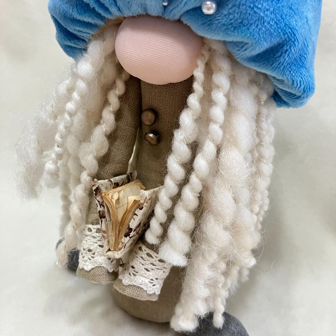 【感謝価格】カプチーノ色の髪の妖精：コーヒー染め豆本を抱くノーム/一点物