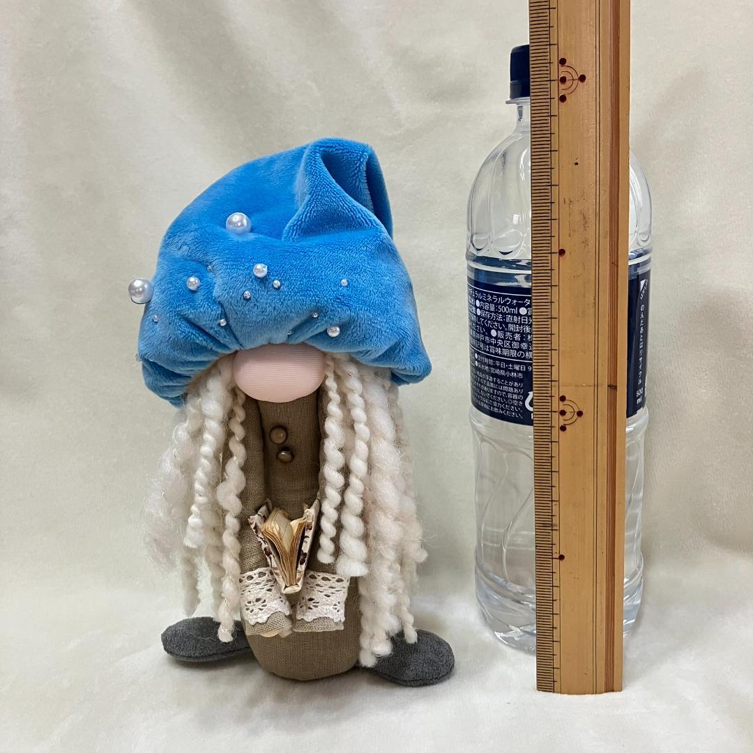 【感謝価格】カプチーノ色の髪の妖精：コーヒー染め豆本を抱くノーム/一点物