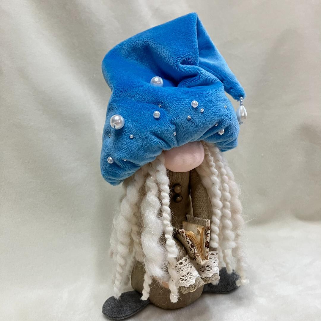 【感謝価格】カプチーノ色の髪の妖精：コーヒー染め豆本を抱くノーム/一点物