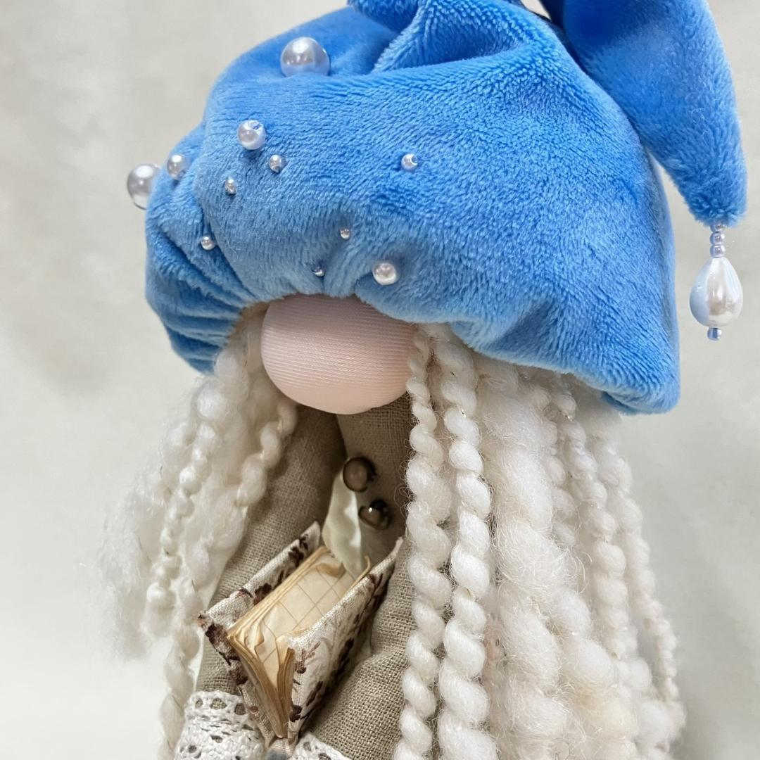 【感謝価格】カプチーノ色の髪の妖精：コーヒー染め豆本を抱くノーム/一点物