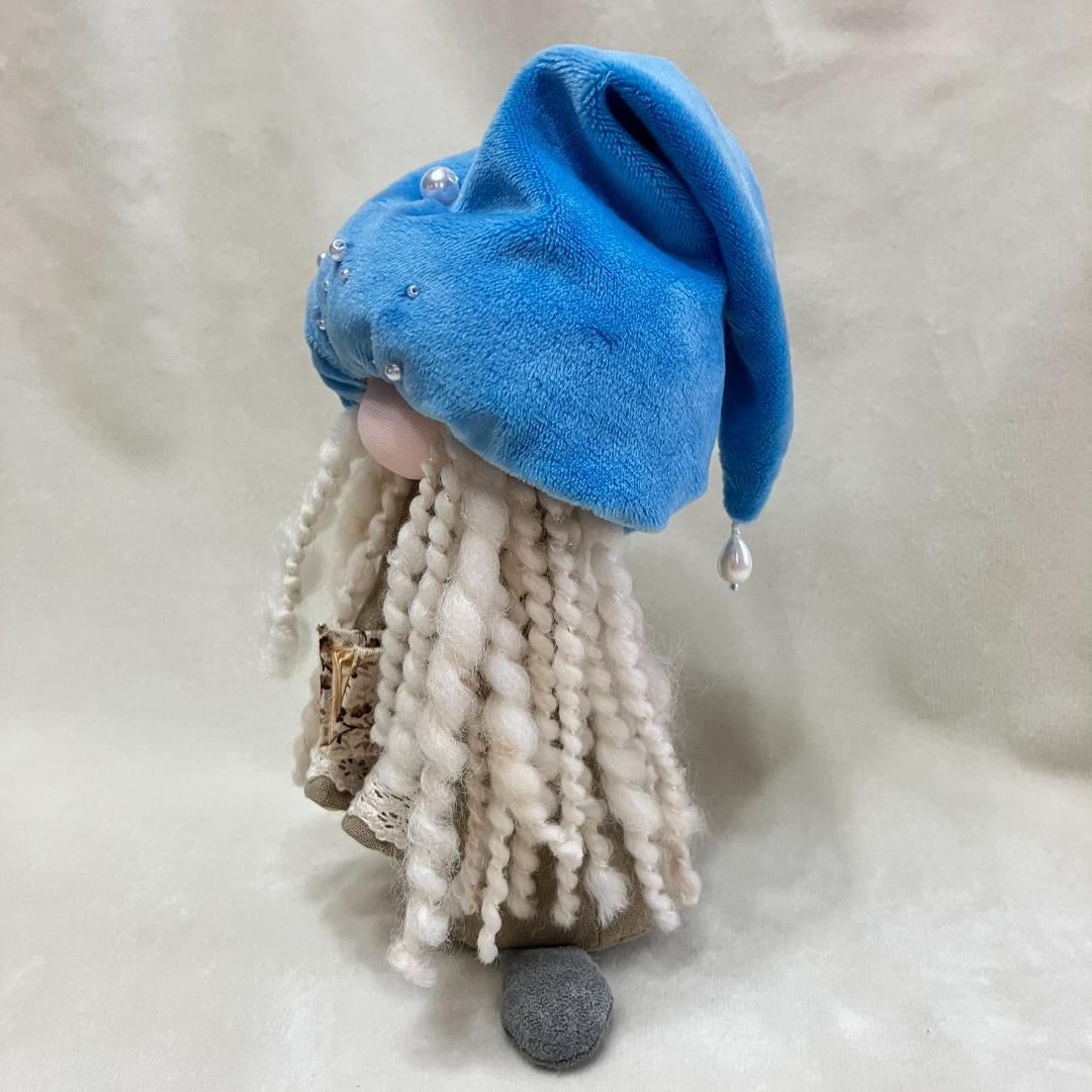 【感謝価格】カプチーノ色の髪の妖精：コーヒー染め豆本を抱くノーム/一点物