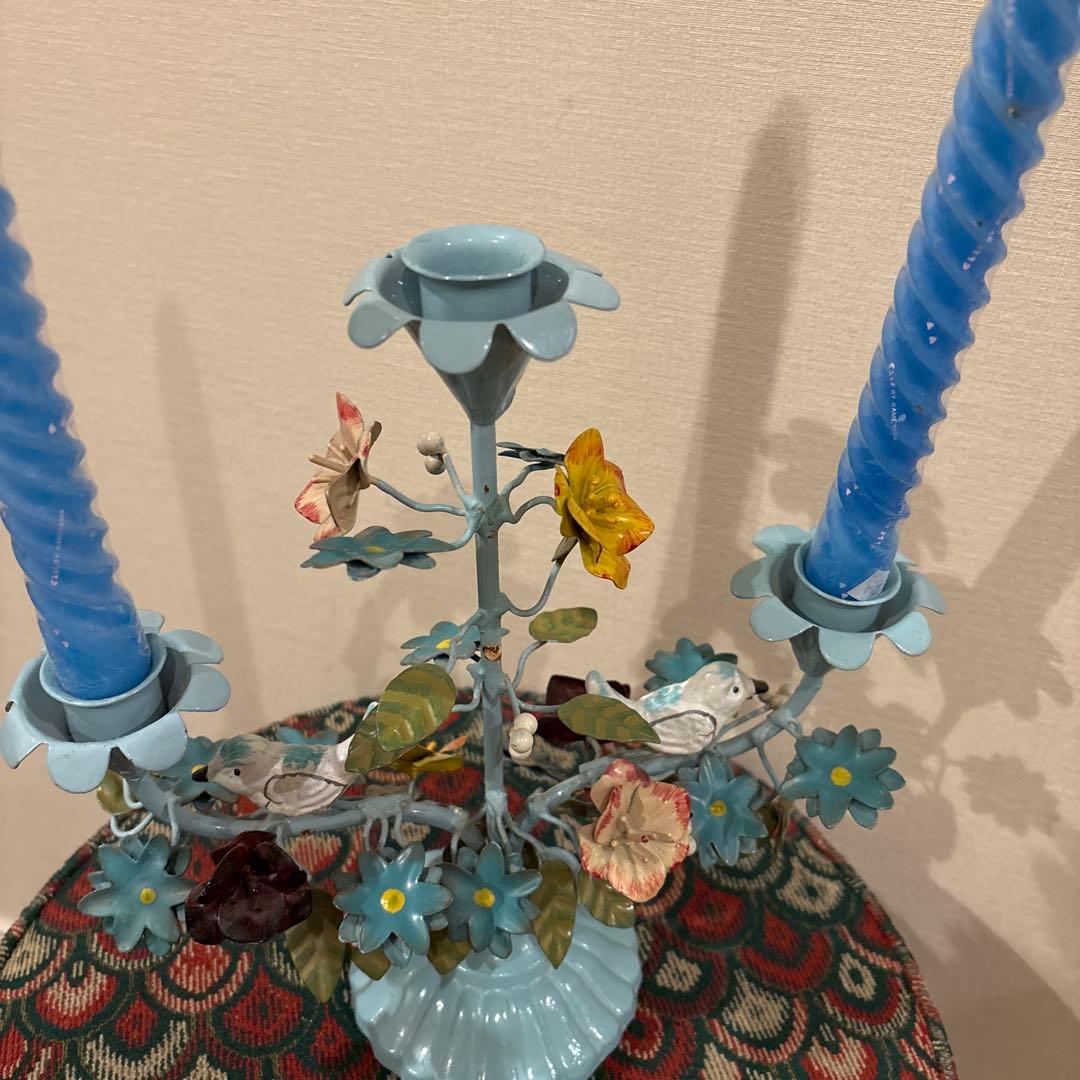 アイアンキャンドルホルダー　小鳥　フラワー　可愛い！