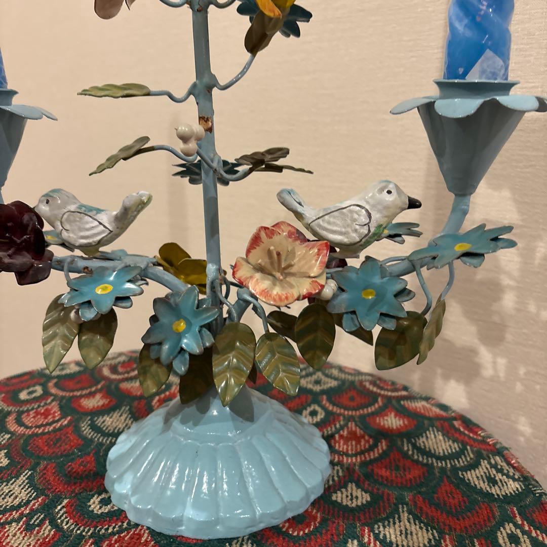 アイアンキャンドルホルダー　小鳥　フラワー　可愛い！