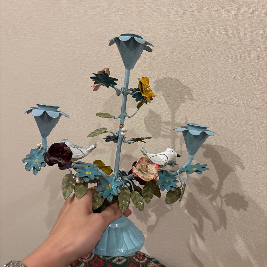 アイアンキャンドルホルダー　小鳥　フラワー　可愛い！