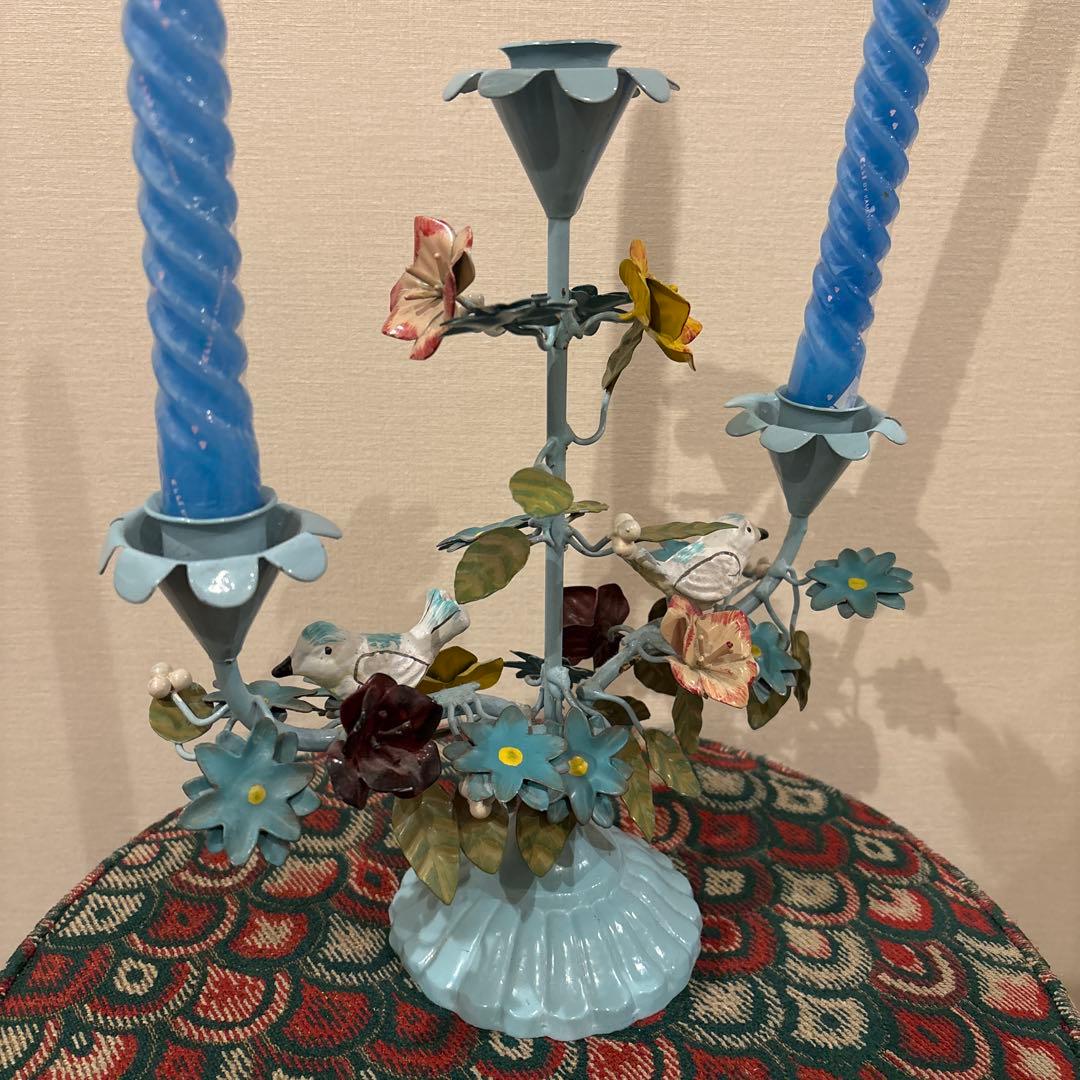 アイアンキャンドルホルダー　小鳥　フラワー　可愛い！