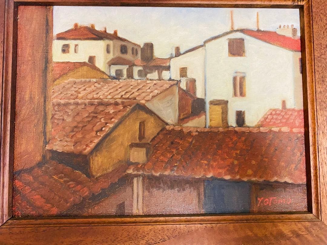 木枠油絵 油絵　個人収藏品 45cmx36cm