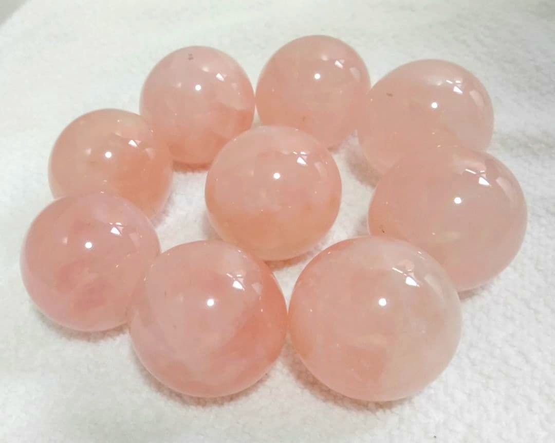 天然石 ローズクォーツ 40mm 35mm 大玉 ９個セット★バラ売り歓迎★