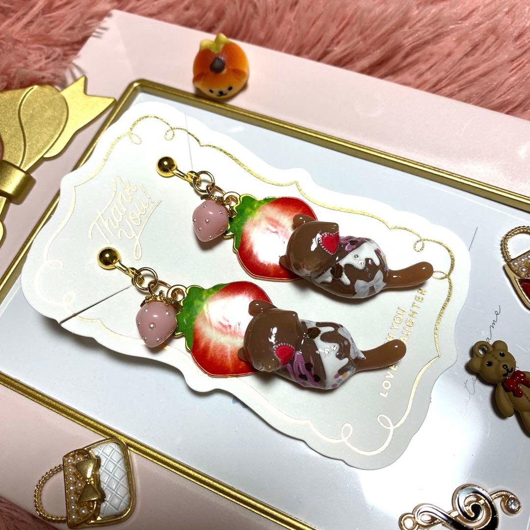 ☆苺とsweets猫ちゃんイヤリング☆B