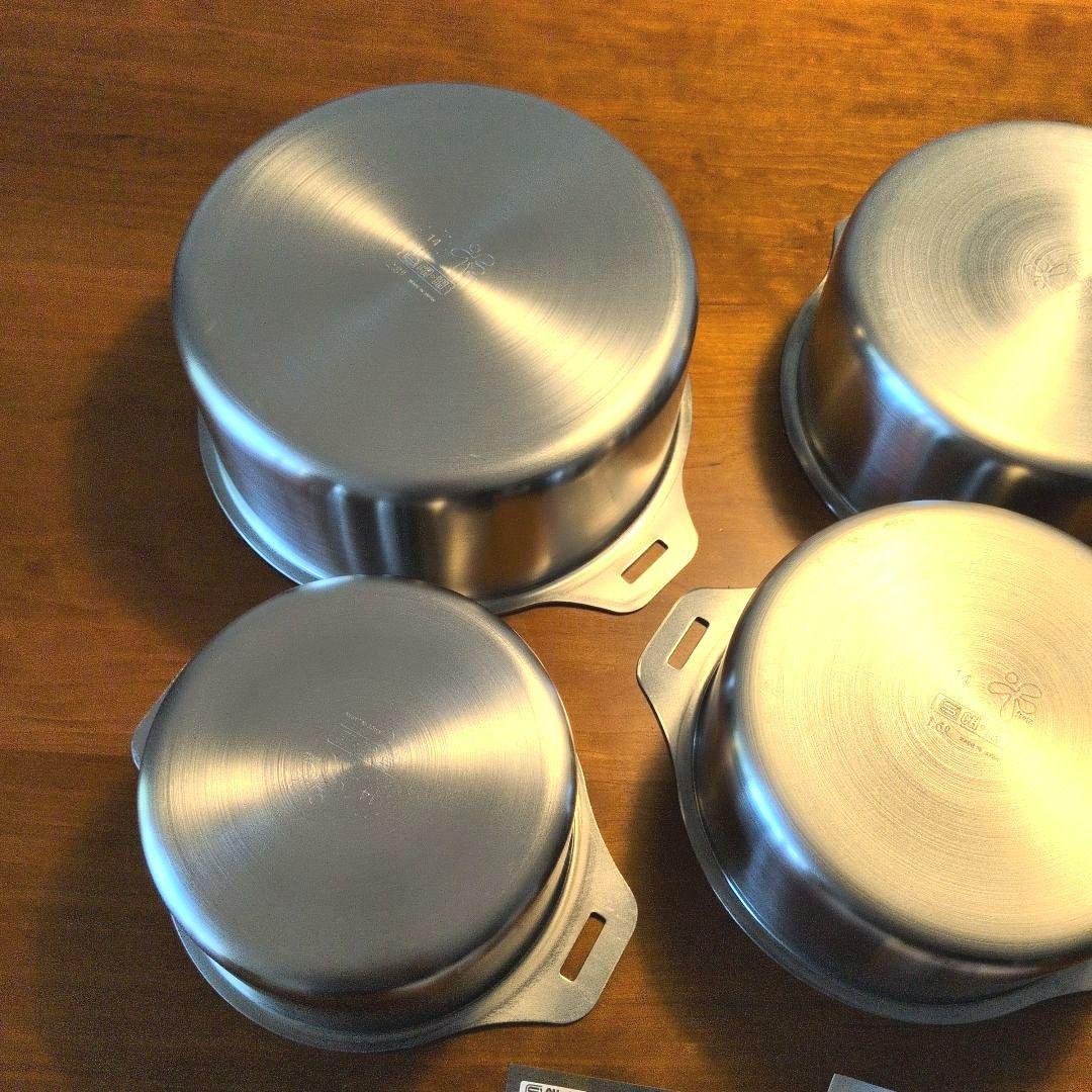 未使用美品　燕三条　EM-8282　ハンドル着脱式鍋4点セット
