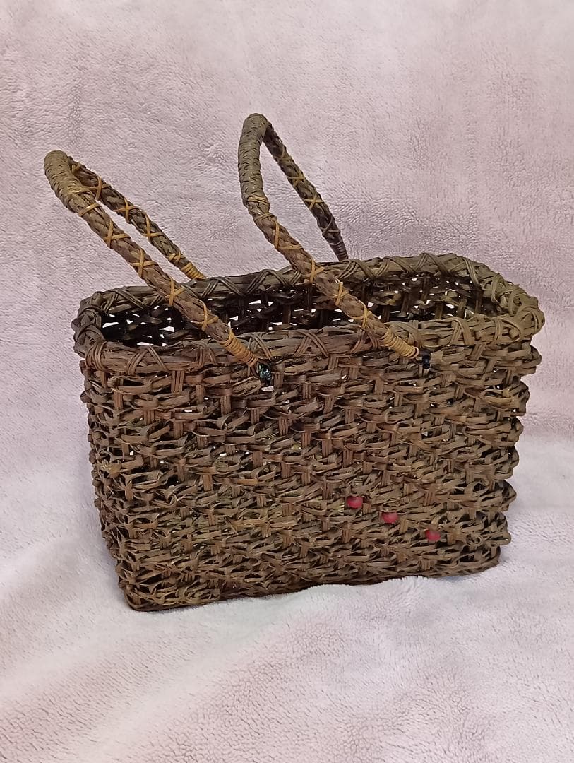 葡萄蔓 変わり編み カゴバック / 31cm x 15cm x 34cm