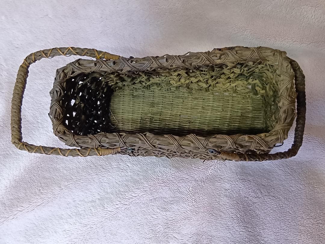 葡萄蔓 変わり編み カゴバック / 31cm x 15cm x 34cm
