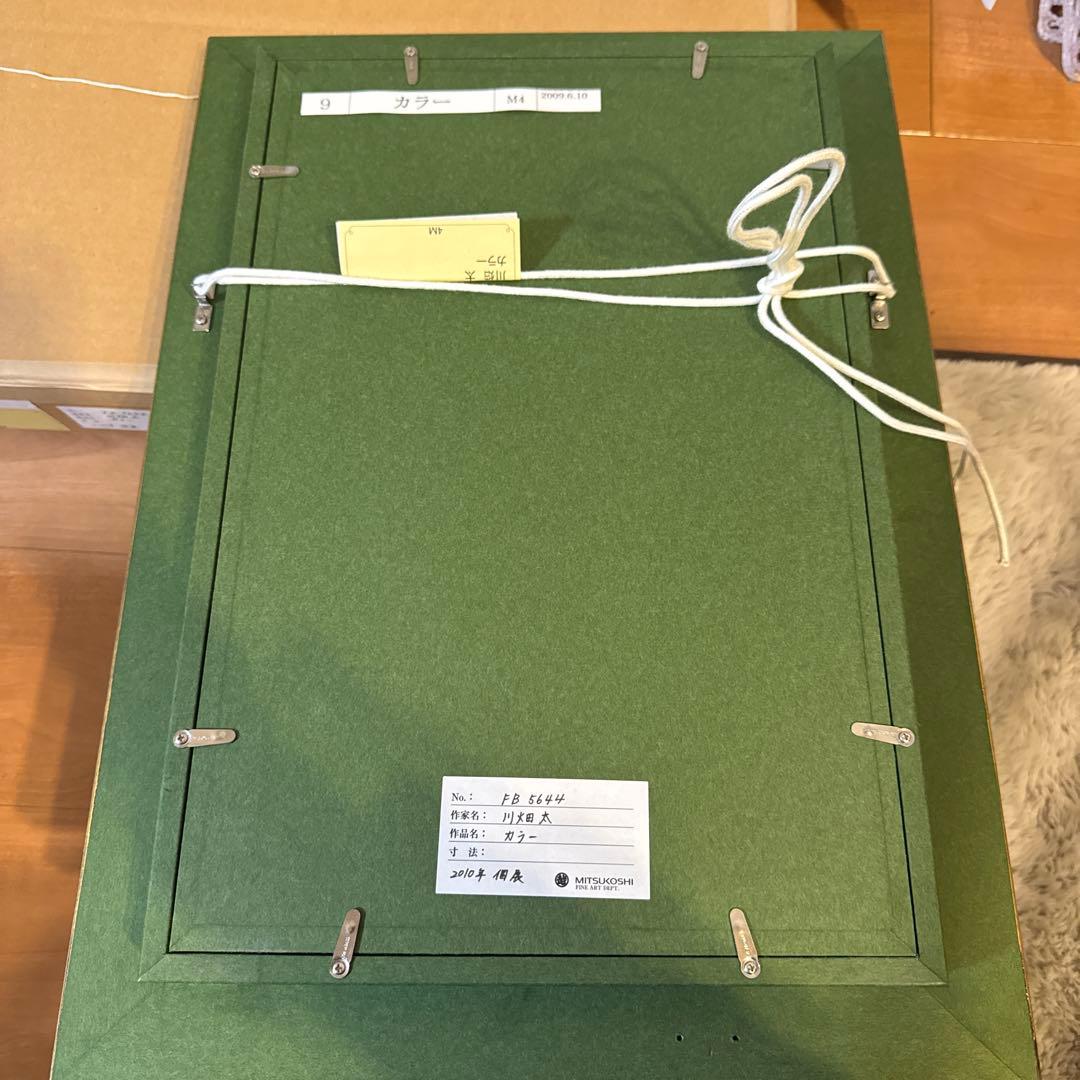 三越美術部取扱 川畑太「カラ―」2010年個展作品 額装 絵画 花 カラー