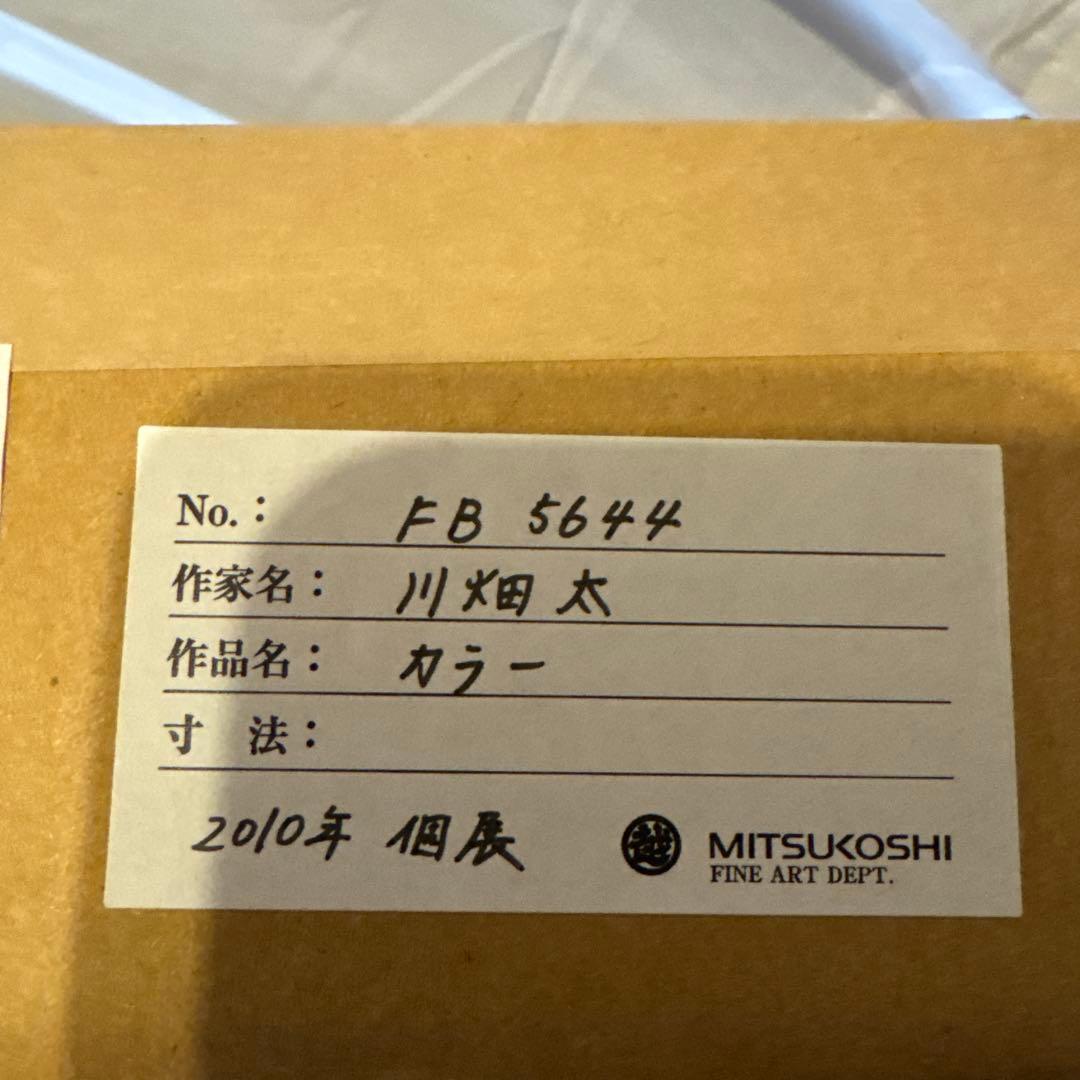 三越美術部取扱 川畑太「カラ―」2010年個展作品 額装 絵画 花 カラー