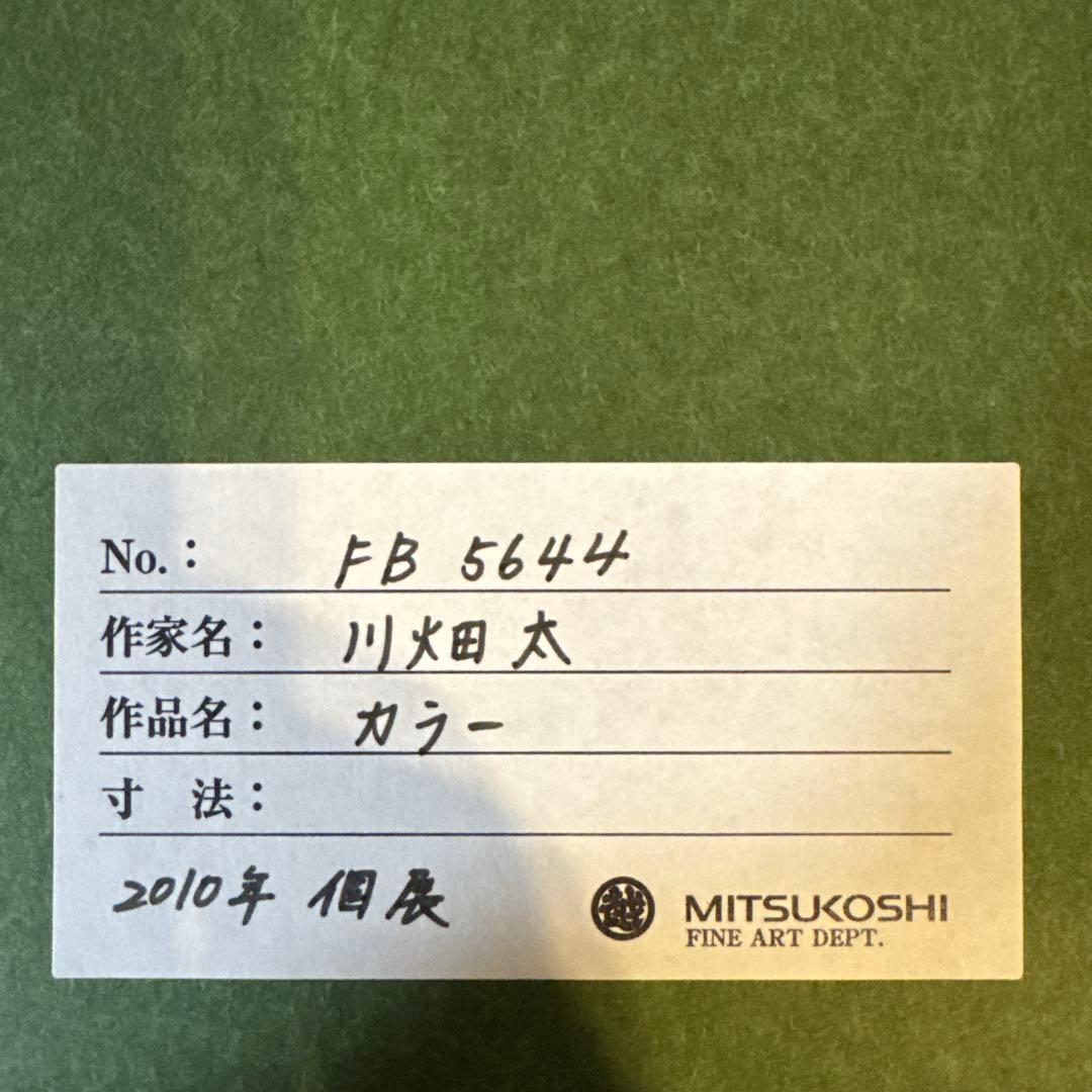 三越美術部取扱 川畑太「カラ―」2010年個展作品 額装 絵画 花 カラー