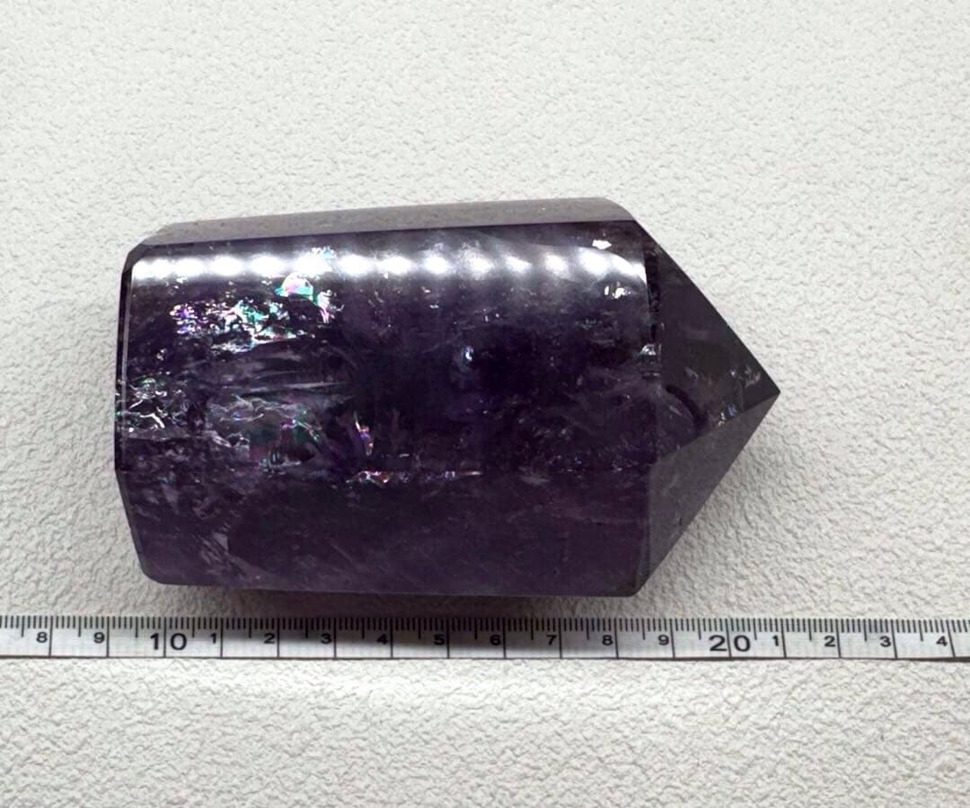 【アメジスト】天然石 六角柱 レインボー 原石 タワー型 約625g