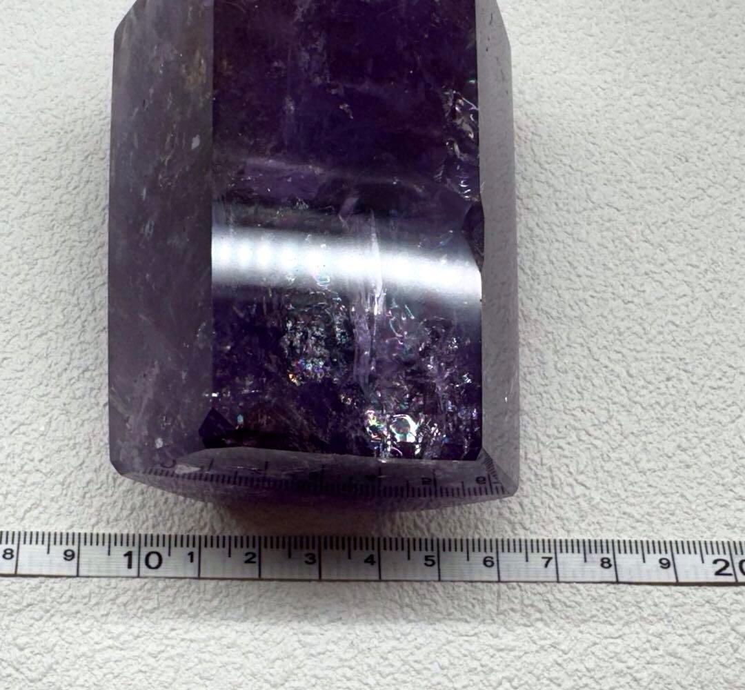 【アメジスト】天然石 六角柱 レインボー 原石 タワー型 約625g