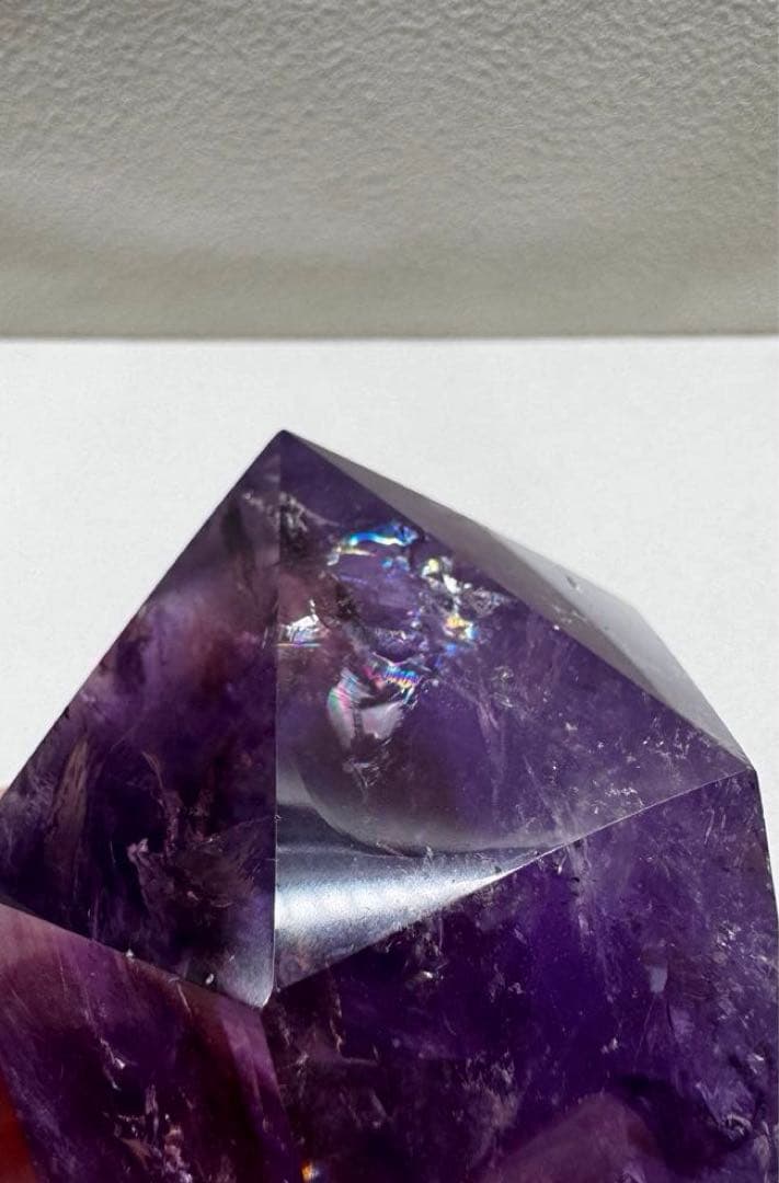 【アメジスト】天然石 六角柱 レインボー 原石 タワー型 約625g