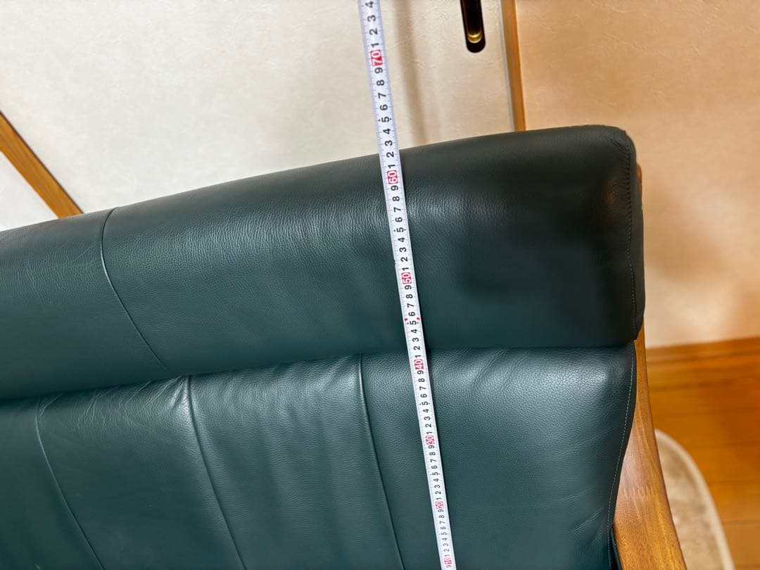 カリモク　Direttore ダークグリーン レザーソファ