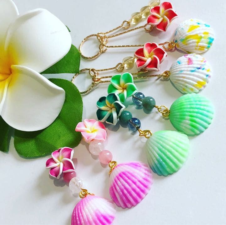 もぴさま専用♡天然石とshell ピアス イヤリング green