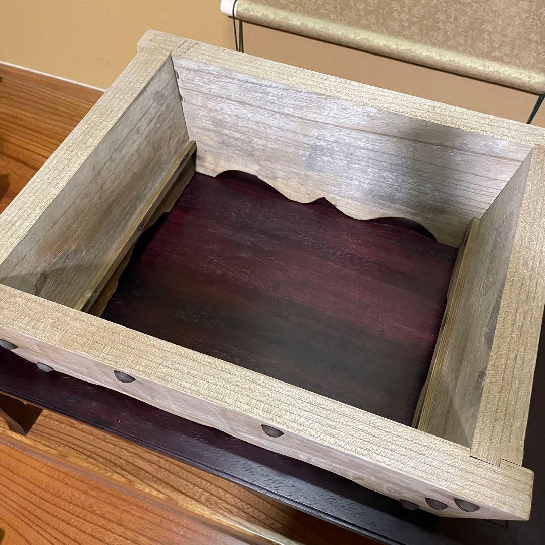 木製 盆栽鉢 植木鉢 鉢カバー プランターカバー 道具入 ビンテージ 昭和レトロ