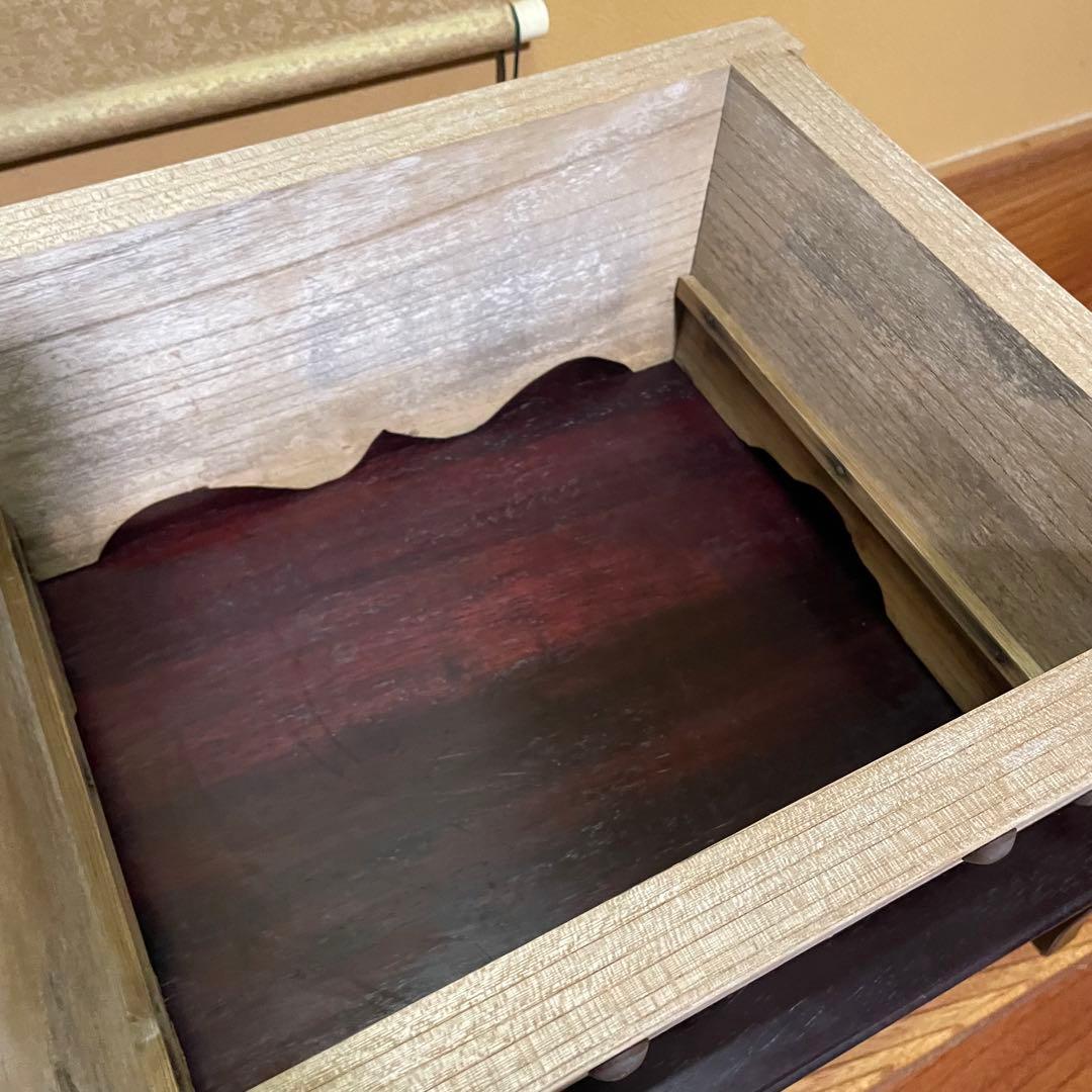 木製 盆栽鉢 植木鉢 鉢カバー プランターカバー 道具入 ビンテージ 昭和レトロ