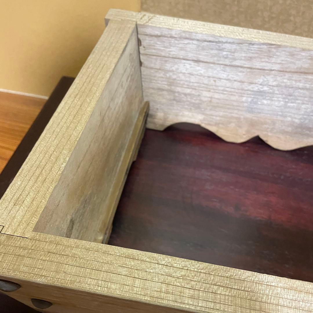 木製 盆栽鉢 植木鉢 鉢カバー プランターカバー 道具入 ビンテージ 昭和レトロ