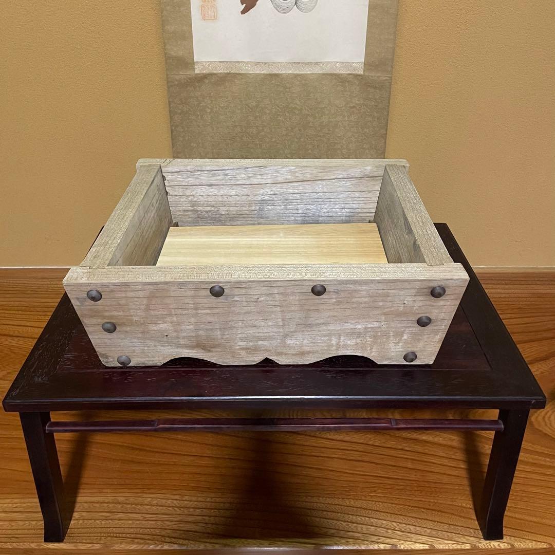 木製 盆栽鉢 植木鉢 鉢カバー プランターカバー 道具入 ビンテージ 昭和レトロ