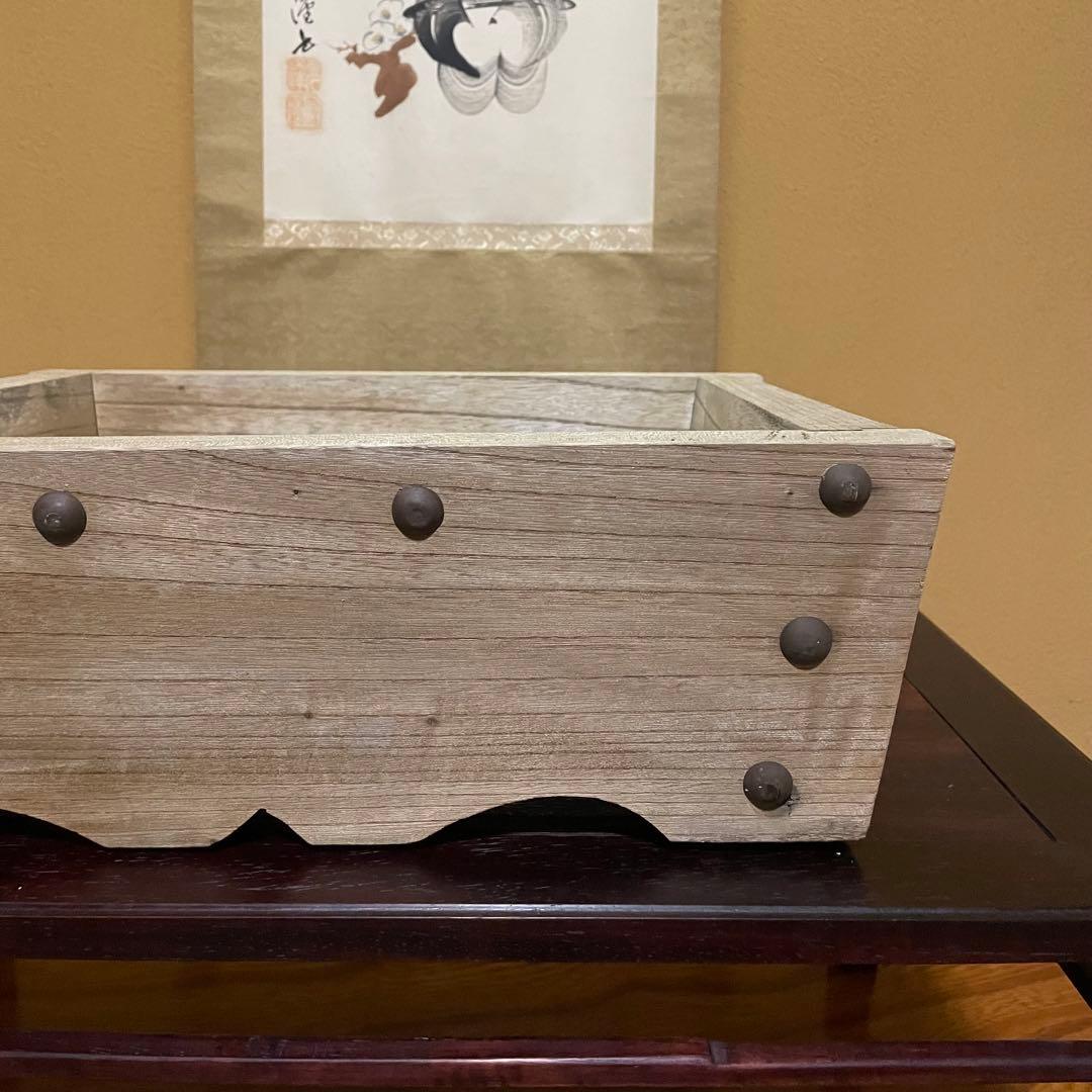 木製 盆栽鉢 植木鉢 鉢カバー プランターカバー 道具入 ビンテージ 昭和レトロ