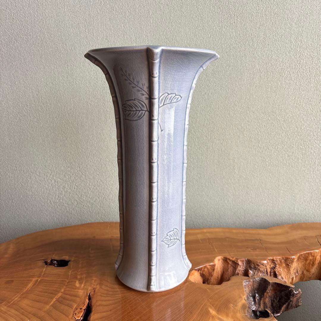 桐竹文 花瓶 光洋銘『鳳玉』 嵯峨御流好 高さ32cm 片山宥雄大僧正 共箱