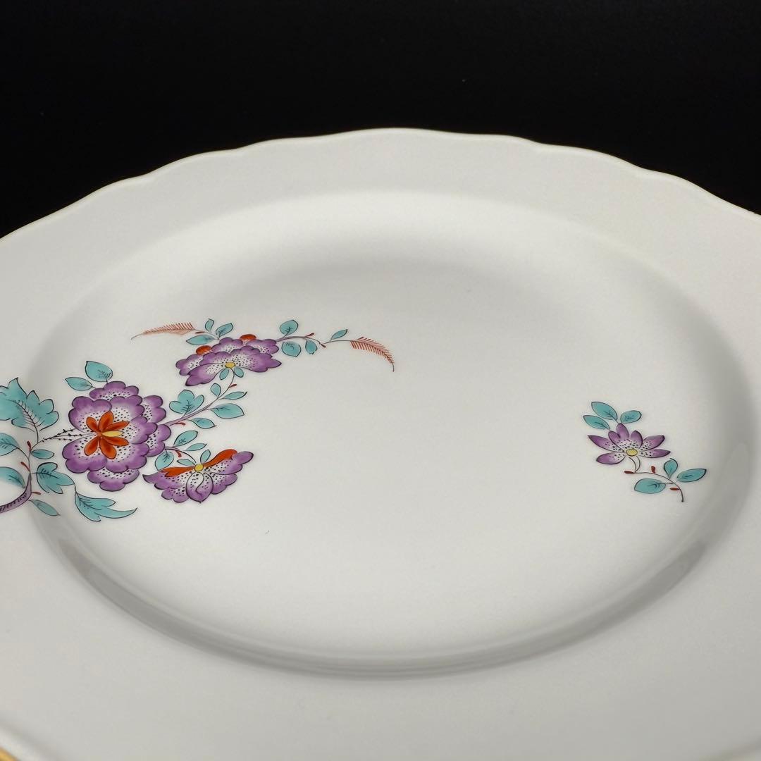 未使用 マイセン インドの華 色変わり 紫 プレート(18cm)2枚、1級品