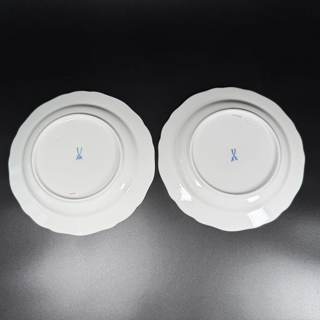 未使用 マイセン インドの華 色変わり 紫 プレート(18cm)2枚、1級品