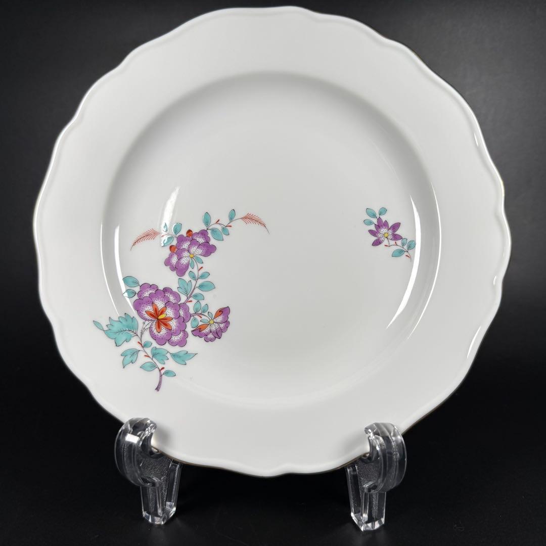 未使用 マイセン インドの華 色変わり 紫 プレート(18cm)2枚、1級品
