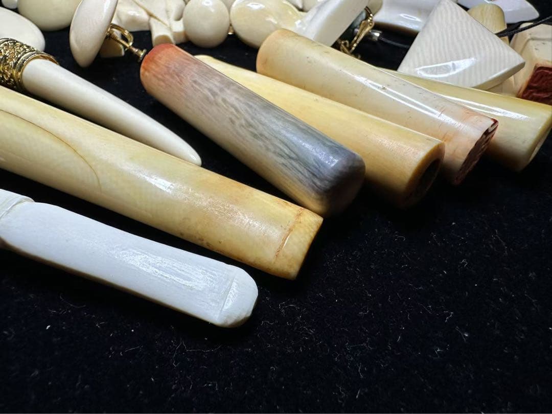 イヤリング　印鑑　煙管 パイプ　天然素材　アンティーク　彫刻 まとめて
