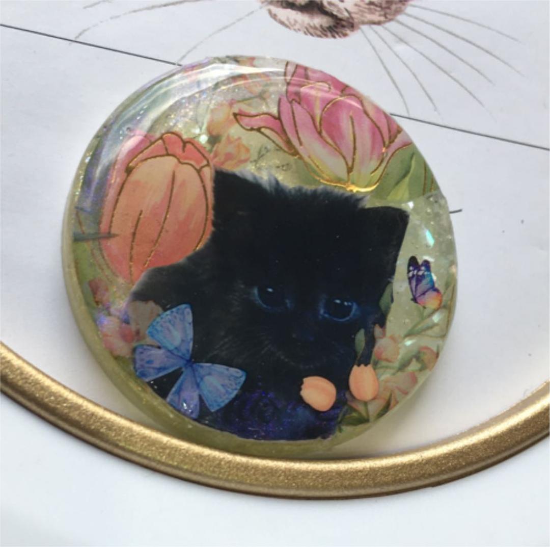 レジンヘアゴム♡チューリップ黒猫ちゃん・再販不可