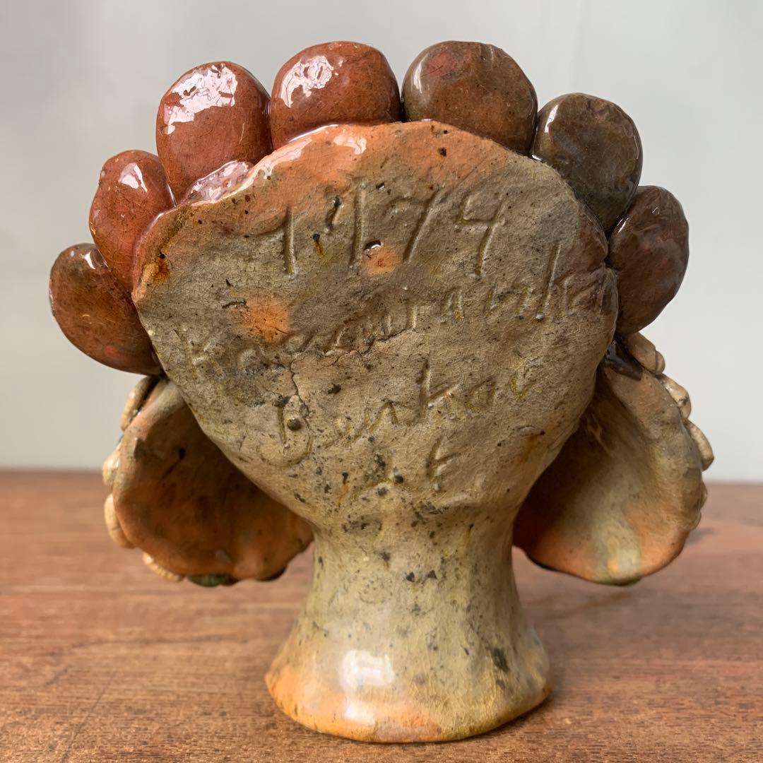 ポーリッシュポタリー　七面鳥　バードオブジェ　手びねり　ハンドクラフト　陶芸