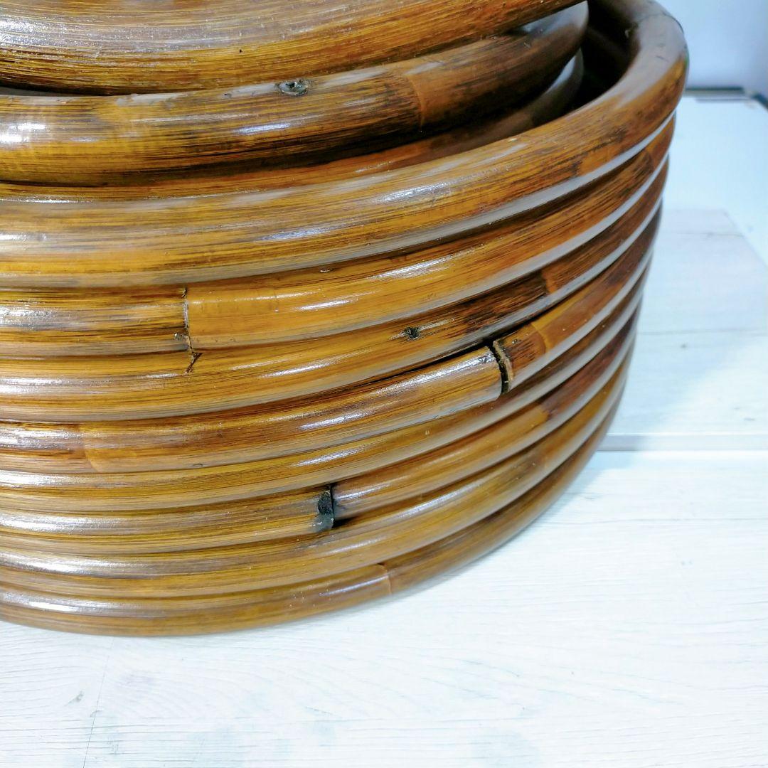 ラタンチェア 360度 回転式 籐家具 昭和レトロ 　クッション付き