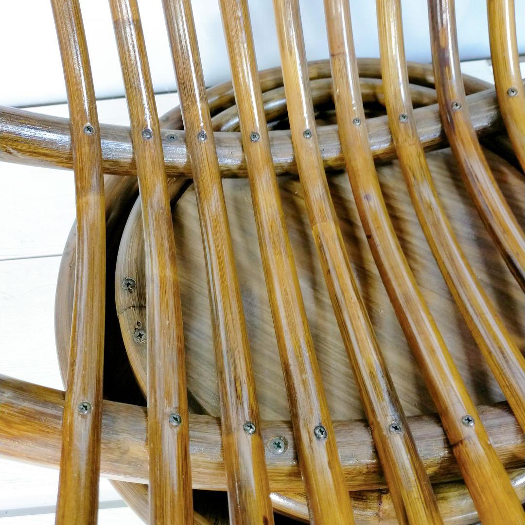 ラタンチェア 360度 回転式 籐家具 昭和レトロ 　クッション付き